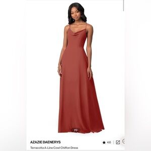 Azazie // Terracotta A Line Cowl Chiffon Bridesmaid Dress